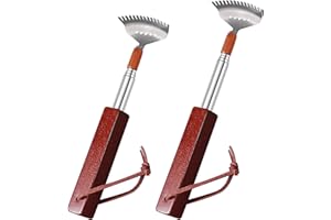 Azymi 2-Pack Back Scratchers, Wall Mount Metal Back-Scratcher for Women Men with Wooden Handle/Stainless Steel Wide Claw/Hanging Loop, Extendable 2 Sizes 20&24 Inches