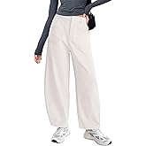IEEILULU Womens Cotton Pants Casual Capri Baggy Wide Leg Trousers Palazzo Pants for Women with Pockets