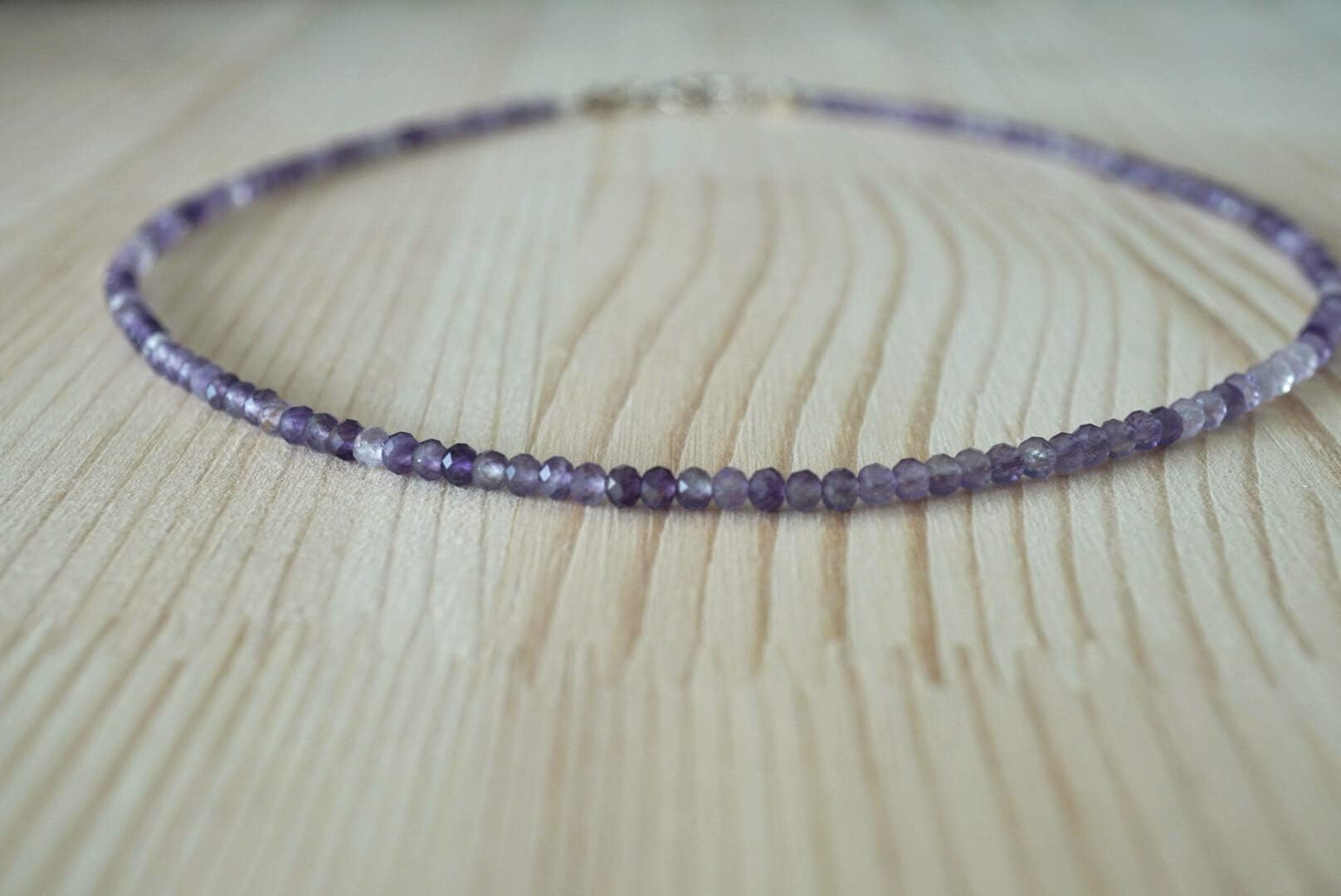 Amethyst Bead choker - Amethyst Necklace - Beaded Choker - Gemstone Necklace - Dainty Choker Necklace - Crystal Bead Choker - Handmade Gemstone Necklace