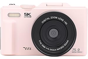 Generic 5K Digital Camera, 18X Digital Zoom WiFi Vlog Camera with 3 Inch 180 Flip Screen, 75MP Autofocus Video Camera for Pho