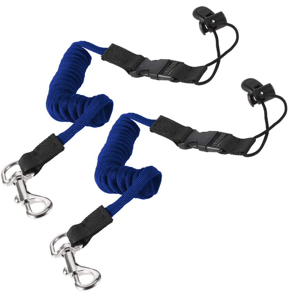 POFET 2PCS Kayak Rod Leash Paddle Safety Boat Fishing Rod Leash Universal Paddle/Fishing Rod Leash Kayak Accessories Length 21″-61″（Dark Blue）