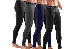 HOPLYNN 4 Pack Compression Pants Tights Leggings Men, Winter Baselayer for Running Workout Sports Yoga