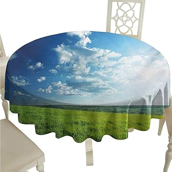 Amazon Com Crabee Round Tablecloth Vinyl Fitted Nature