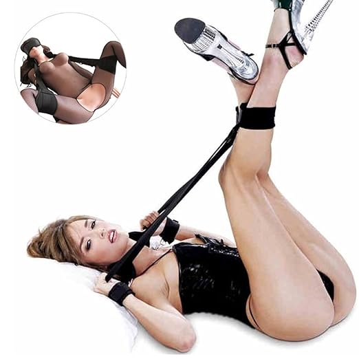 title=Kit bondage regolabile, completo di manette, cavigliere e mascherina nera,