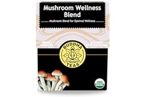 Buddha Teas - Organic Mushroom Wellness Blend - Herbal Tea - For Health & Wellbeing - With Antioxidants & Minerals - Clean Ingredients - Caffeine Free - OU Kosher & Non-GMO - 18 Tea Bags (Pack of 1).