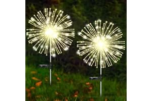 EJFOIEJ Solar Garden Lights Outdoor,Waterproof Garden,2 Pack 200 LED Twinkling Firework Lights Decorative with 8 Modes,Decor for Yard Patio Pathway Lawn for Yard Outside Fairy Decorative (Warm light-2Pack)
