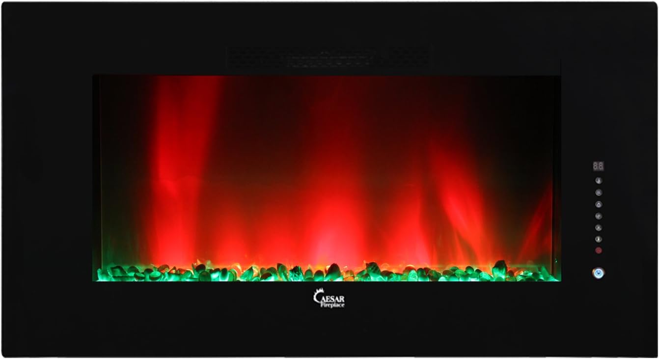 Caesar Fireplace Caesar Luxury Wall Mount Recess Backlight Freestanding, 50-Inch Linear Multicolor Flame Electric Fireplace