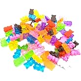 FRUTA 100pcs Resin Gummy Bear Charms Pendants Resin Bear Keychains Colorful Bear Candy Necklace Charms for DIY Craft Project Supplies