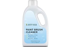 X ARTY HUB Brush Cleaner and Restorer, 946 ml Paint Brush Cleaner Easily Handles Acrylic and Water-Based Paint, Powerful Clea