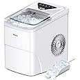 Silonn Ice Makers Countertop, 9 Bullet Ice Cubes Ready in 6 Minutes, 26lbs in 24Hrs Portable Ice Maker Machine Self-Cleaning, 2 Sizes of Bullet-Shaped Ice for Home Kitchen Office Bar Party, White