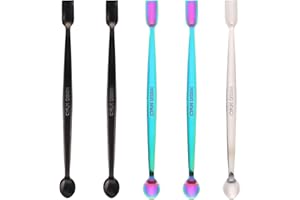 Briartw 5 Pcs Stainless Steel Craft Spoon | Mess-Free Crafting with Dual-Shaped Spoons for Glitter, Embossing Powders, Sequins & Small Embellishments | Colorful,Black,Silver | 6.7inch Length