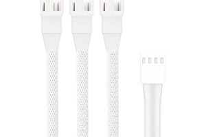 PANO-MOUNTS 2 Pack 10.6inch 4Pin PWM Fan Extension Splitter Cable 1 to 3 Ways - with 3Pin 4Pin Male Connector for Computer Case & CPU Cooling Fans(White)