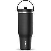 Hydrapeak Nomad 40 oz Tumbler with Handle and Straw Lid, Leakproof, Double Insulated, 40oz Cup Stainless Steel (Black)