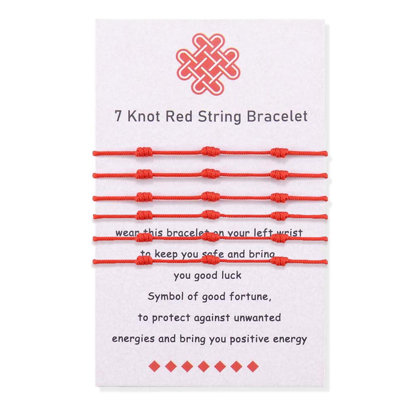 BOCHOI Kabbalah 7 Knot Red String Bracelet Adjustable 6 Pieces Red Cord Talisman for Womens Girls Boys Family Good Luck Jewellery — image 1