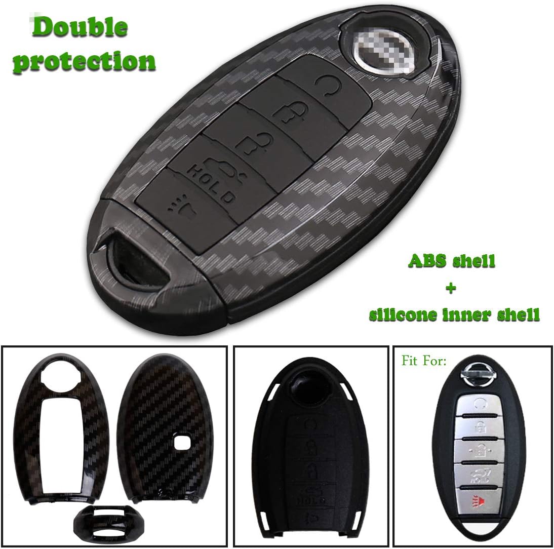 Keyless4U 5 Buttons Key Fob Remote Cover Case Protector Jacket for Nissan Altima Maxima Armada Murano Rogue Sedan Pathfinder(Black)