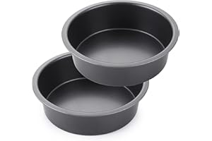 HONGBAKE Round Cake Pan Set for Baking, 8 Inch, Nonstick Circle Cake Pans with Wider Grips, 2 Pieces Layer Cake Tin, Cheeseca