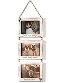 OKSQW Dogs Wall Picture Frame 5 x 7 Collage 3 Photo Frame Picture Gallery with String Husky Dog Shepherd Dog or Pet Picture Frames Memorial Display Frame on Ropes Gifts for Wall for Home and Office