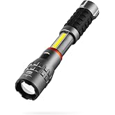 NEBO SLYDE King 4K Flashlight | Powerful 4000 Lumen LED Flashlight &amp; 1000 Lumen COB Work Light, USB Rechargeable, IPX7 Waterproof, Magnetic Base, Zoomable, Super Bright Tactical Handheld Light - Gray