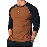 SOLY HUX Men's Henley Shirt Color Block Long Sleeve Button Tee Crew Neck Casual Fall Tops