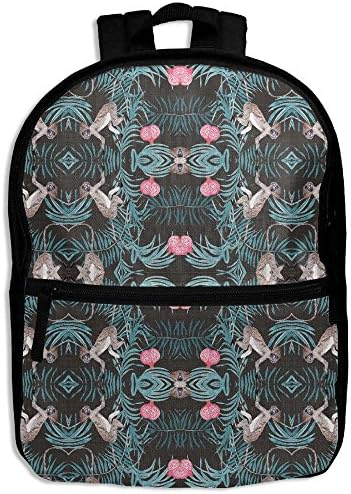 Monkey Jungle Palm Tree Water Color Bohemian Botanical Print Kid Boys Girls Shoulder Backpacks School Bag
