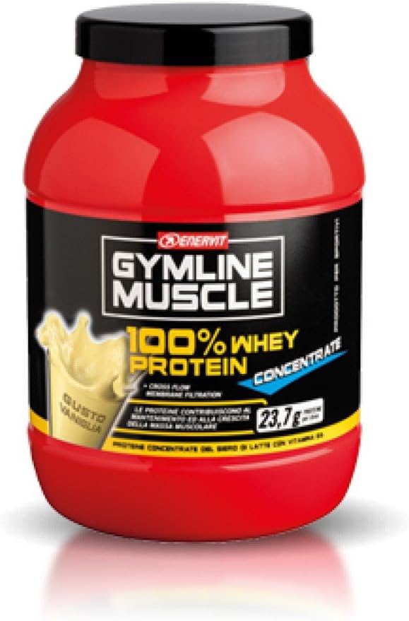 Enervit Gymline Muscle 100% Whey Protein Concentrate Food Supplement Vanilla Flavour 700g