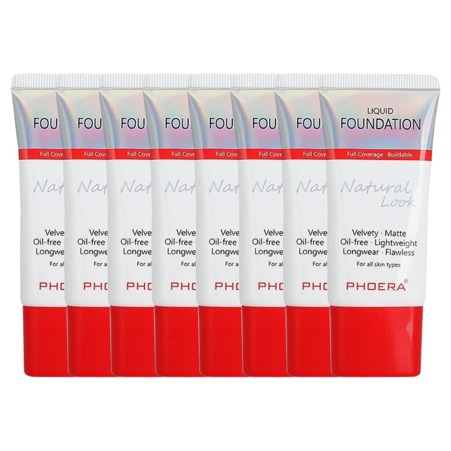 Glamza Phoera Foundation Full Coverage Makeup Set - 24hr Long Lasting Oil Control - Same Foundation Smarter Packaging - Inc x8 30ml Foundation & Silicone Blender Sponge (107 Honey)