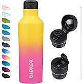 BJPKPK Insulated Water Bottle With Straw 25oz Stainless Steel Water Bottles With 2 Lids And Carry Handle Reusable Travel Metal Thermal Flask,Rainbow