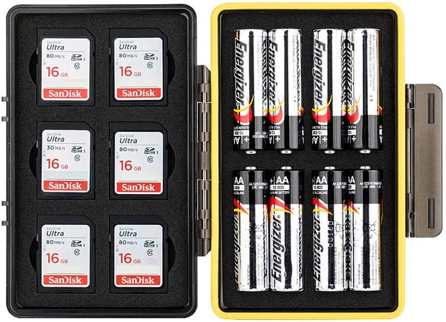JJC Memory Card Case for 6 SD Cards + 8 AA Batteries, Black, pour 6 piles SD + 8 AA - Image 3