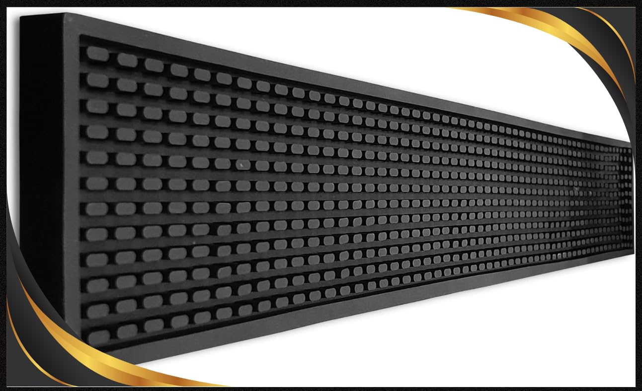 Black Rubber Bar Mat Service Mat Drip 600 x 90 x 12.7mm - 24" x 3.5"