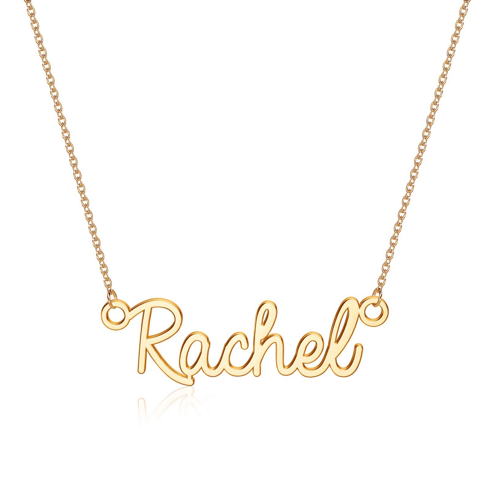 Turandoss Rachel Necklace, 14K Gold Plated Name