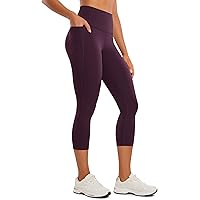 Leggings Capri Para Mujer BALEAF Nuleaf - Cintura Alta, Con Bolsillos, Tejido Cepillado Elástico | Para Yoga, Entrenamiento, Uso Diario