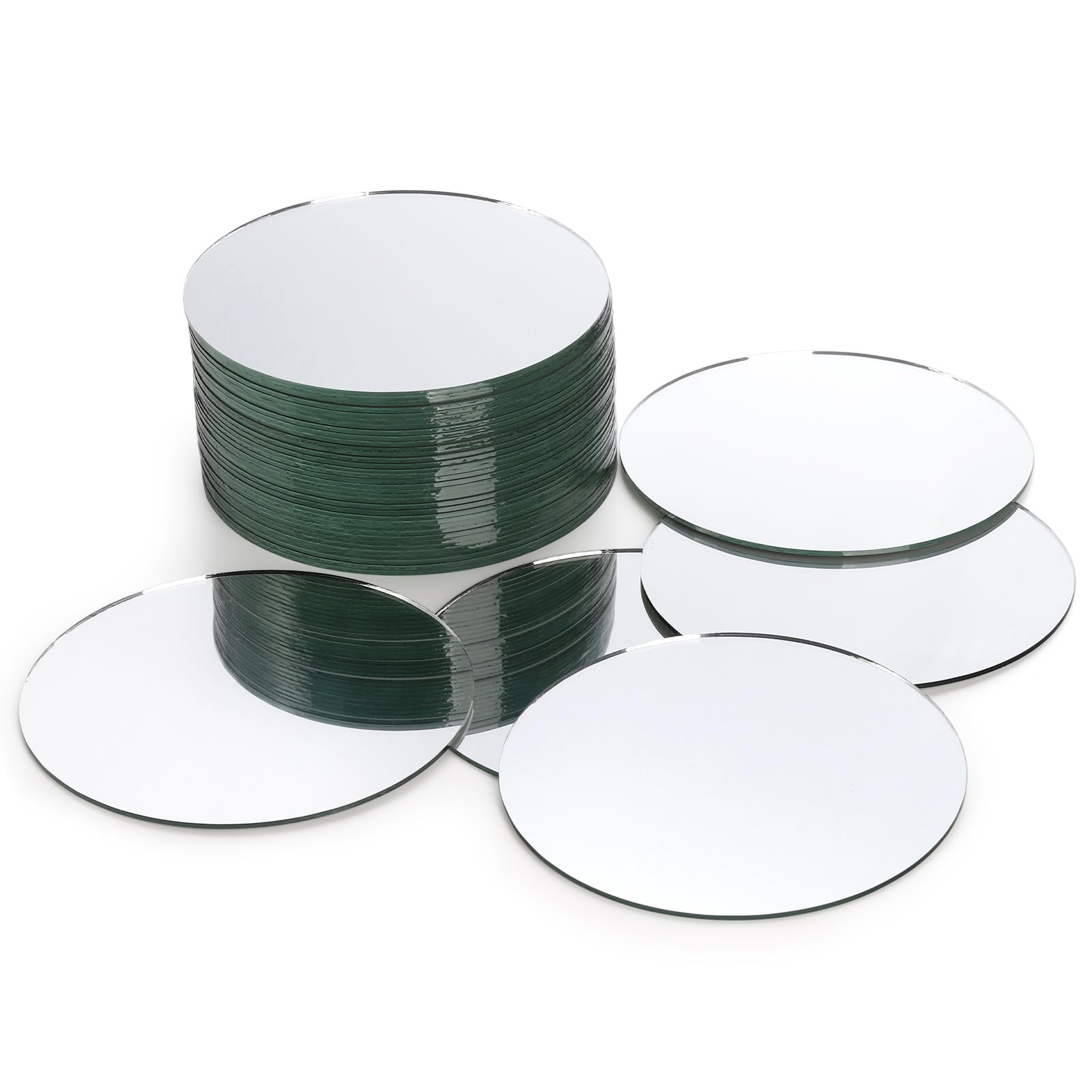 Suwimut Set of 40 Round Mirror Candle Plate, 12.5cm/5 inch Small Round Mirror Tiles Mirrors Trays Glass Mirror Circles for Table, Wedding Centerpieces, Wall Decor, Crafts, Framing, Mosaic