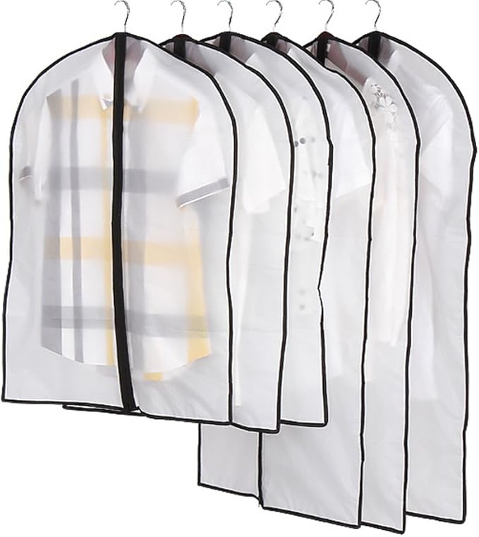 6 Pack Clothing Covers, Sunbeter PEVA Garment Bags Suit Cover Bags
