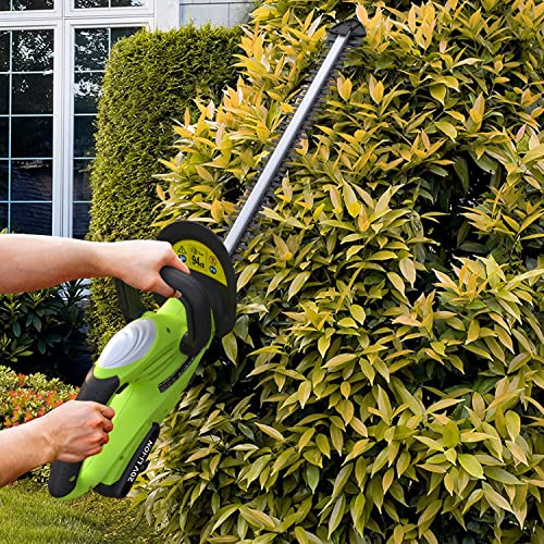Kalamotti Cordless Hedge Trimmer, 52cm Blade Dual Action Blades Lightweight, Hedge Trimmer Cordless Hedge Cutter with 2x21V Batteries and Charger Included, Trimmer Pruning Branch for Fence, Grass Trim
