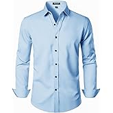 JEMITOP Men's Stretch Wrinkle Free Dress Shirt Formal Prom Wedding Long Sleeve Button Down Shirts