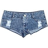 RSBFK Women's Stretchy Frayed Hem Denim Shorts Low Rise Booty Shorts for Beach Party Wear