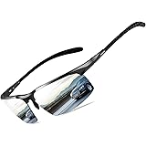 Bircen Mens Polarized Carbon Fiber Sunglasses UV Protection Sports Fishing Driving Sunglasses for Men Al-Mg Frame