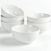 30 oz Ceramic Soup Bowls, 6 inch White Ramen Bowl Set of 6, Cereal Bowls | 6 inch deep porcelain bowls for pho, rice, salad, oatmeal, yogurt &amp; noodles; microwave safe bowls, dishwasher &amp; freezer safe