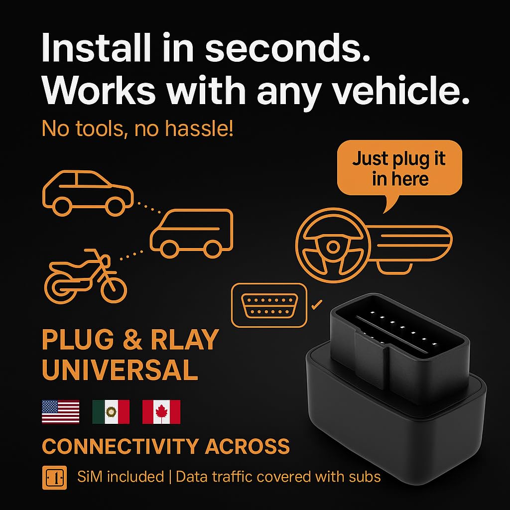 GPS Tracker for Vehicles | findCar OBD 4G | Real-Time Location, Route History, Speed Monitoring & Notifications - for Fleets & Family | Plug-in | Low Cost Subscription - Cancel Anytime