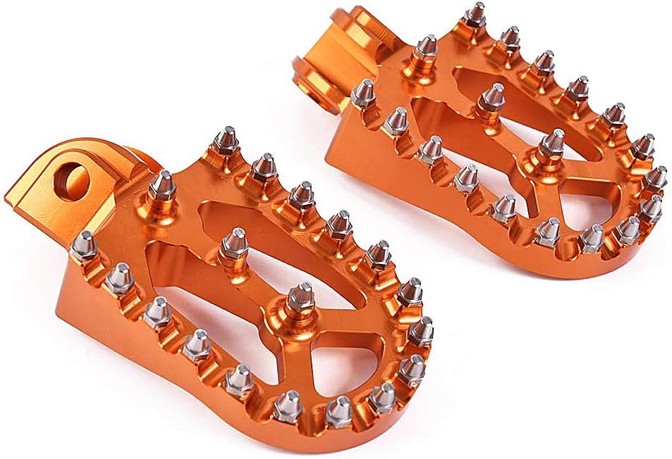 Auzkong Wide Foot Pegs Motorcycles Footpegs CNC Footrest Pedals (Aftermarket product) for KTM 50 Mini 2009-2017, 250 1998-2015, 520 1998-2015, 500 1998-2015 Orange