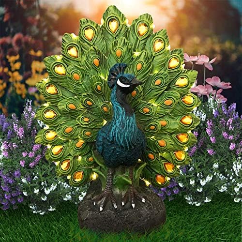 Peacock Out of doors Statues for Backyard – Photo voltaic Powered Decoration Ornamental Indoor /Out of doors Statue – Ornamental Out of doors Photo voltaic Statues – Nice for Porch, Garden, Housewarming Backyard Present – Dimension 11” H
