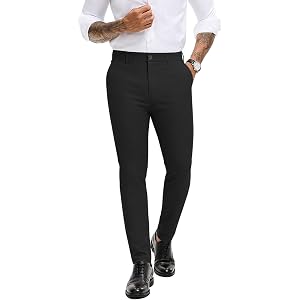 ZKMAN Men's Slim Fit Stretch Dress Pants Skinny Tapered Golf Chinos Slacks | Lightweight breathable fabric, 4-way stretch for