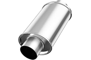 A-KARCK 2.5 inch 304 Stainless Steel Muffler, Ultra Quiet Resonator, Universal Sliver Oval Performance Exhaust Muffler