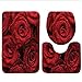 Keshia Dwete three-piece toilet seat pad customRed and Black Romantic Eternal Symbol of Love Red Roses with Rain Drops on Petals Photo Print Ruby