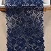 6.2 Inch Stretch Lace Trims Floral Embroidered Elastic Fabric for Garment and DIY Craft Supply by 5 Yards (Navy Blue)