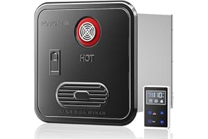 Poukaran 65,000 BTU RV Tankless Water Heater, High Altitude Available, DC 12V CSA Certificated, with 15 x 15 inch Black Door, On Demand Instant Hot Water Heater, Compatible with all RVs