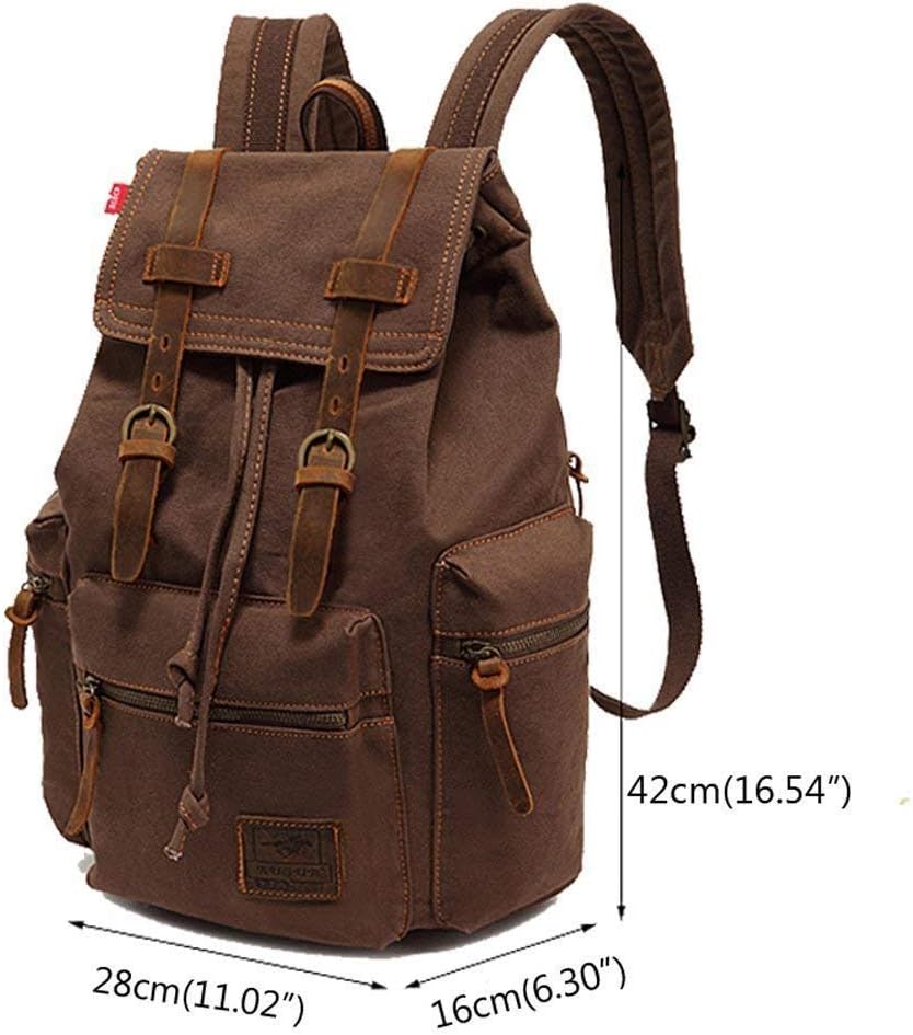 School College Rucksack, Casual Leather Backpack,Vintage Canvas Rucksack - Image 3