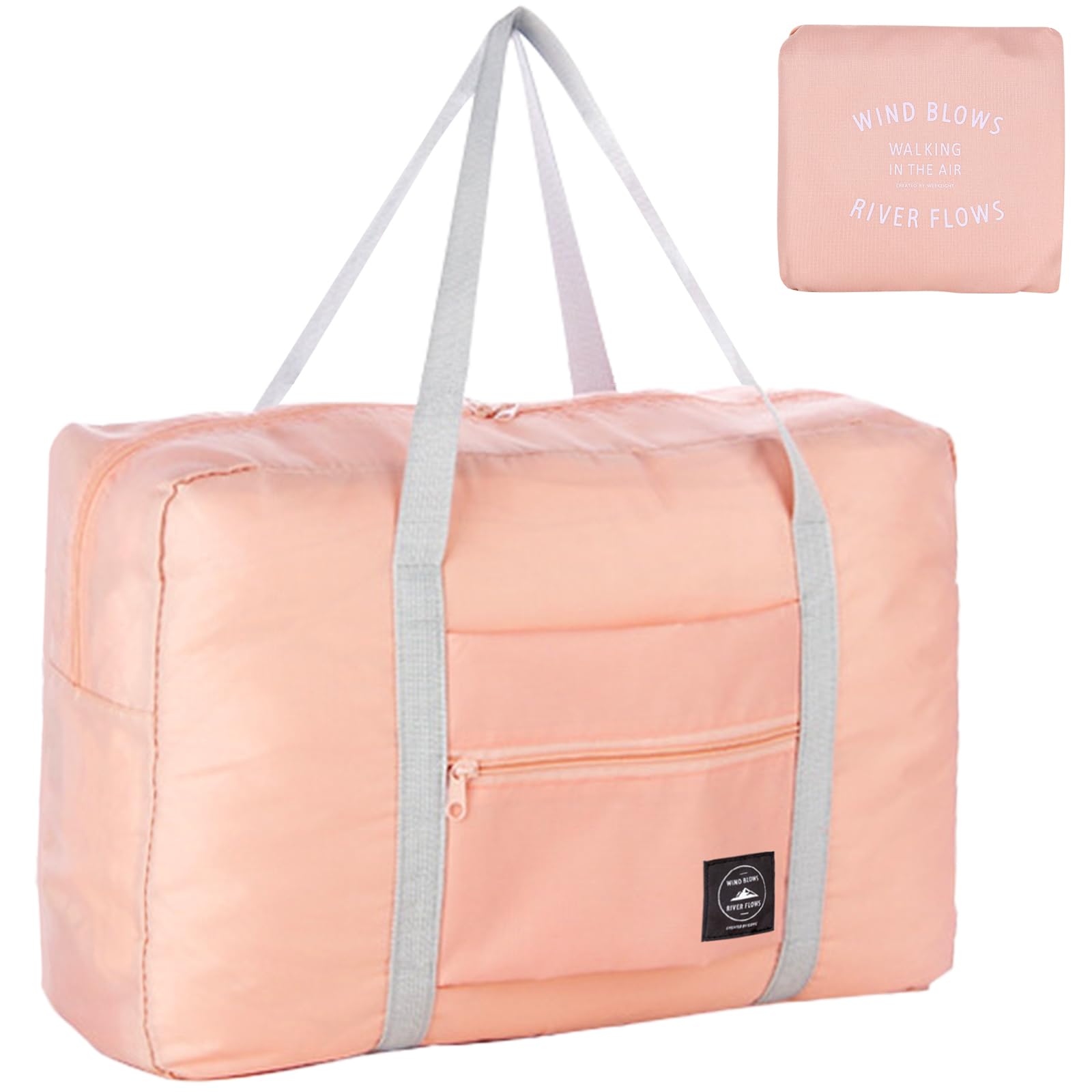 INVODA Foldable Travel Duffel Bag Holdall Bag Luggage for Sports Gym Water Resistant Nylon 32 Liter(Pink)