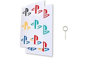 KUSTOMAZING 6-Color Replacement Logo Stickers for PS5 Edge Controller Case - Removable Vinyl Decals w/Classic, Red, Blue, Green, Yellow, Black. Bonus 2nd Set + 1 Pin Tool (No Residue, Easy Swap)