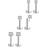 Qiwnswoy 20G 18G Flat Back Earrings Stud Threadless Push in Nose Rings Studs Surgical Steel Tragus Cartilage Earrings Lip Ring Medusa Piercing Jewelry for Women Men